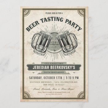 Beer Tasting Invitation | Vintage Retro by Anything_Goes at Zazzle