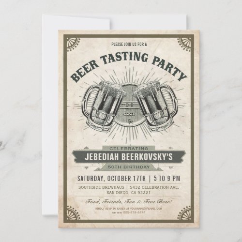 Beer Tasting Invitation  Vintage Retro