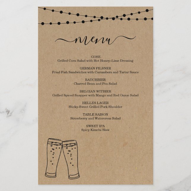 Beer Tasting Menu (Front)