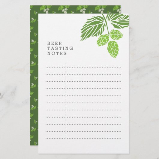 Beer Tasting Notes, party, hops (Front/Back)