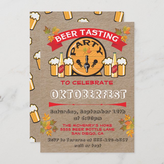 Beer Tasting Oktoberfest Party Invitations (Front/Back)