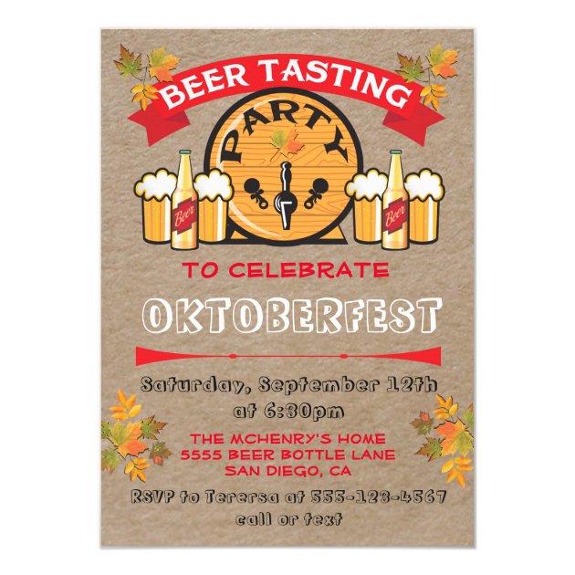 Beer Tasting Oktoberfest Party Invitations