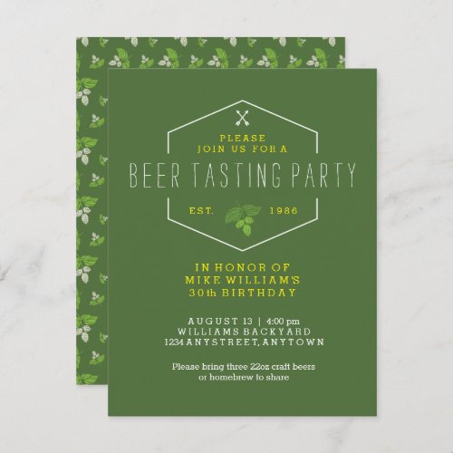 Beer Tasting Party Invitation 30th Birthday 40th Invitation