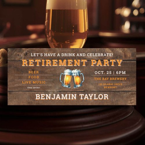 Beer Themed Brewery Wood Rustic Retirement Party