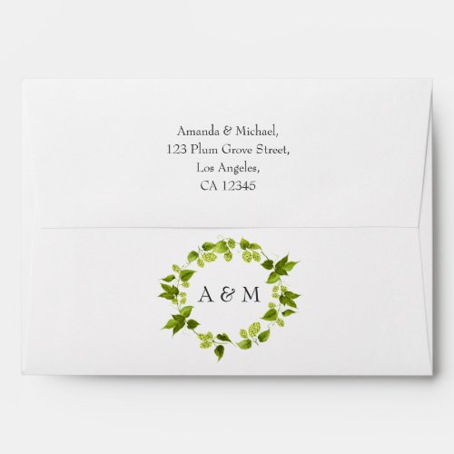 Beer Themed Willow Greenery and Gold Envelope