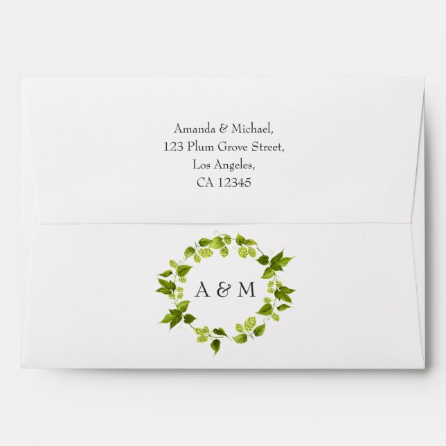 Beer Themed Willow Greenery and Gold Envelope (Back (Top Flap))