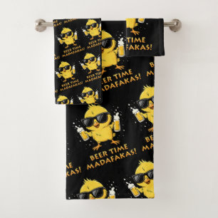Beer Time Madafakas Funny Meme Duck Goose Retro Bath Towel Set