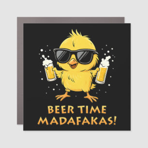 Beer Time Madafakas Funny Meme Duck Goose Retro Car Magnet