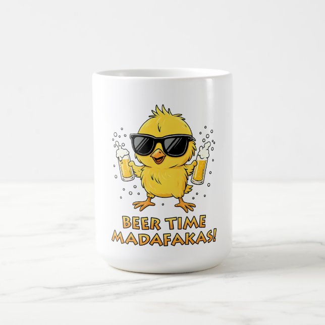 Beer Time Madafakas Funny Meme Duck Goose Retro Coffee Mug (Center)