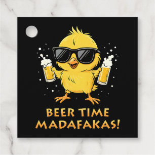 Beer Time Madafakas Funny Meme Duck Goose Retro Favor Tags