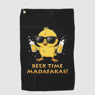 Beer Time Madafakas Funny Meme Duck Goose Retro Golf Towel