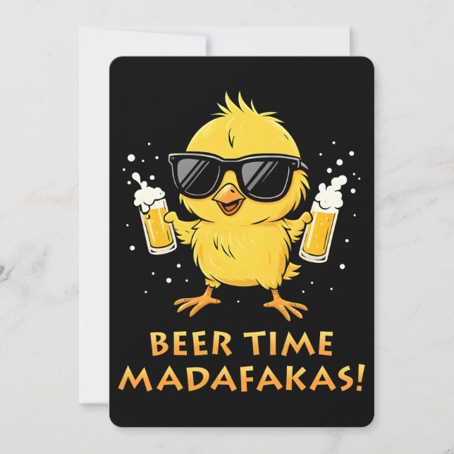Beer Time Madafakas Funny Meme Duck Goose Retro Invitation (Front)