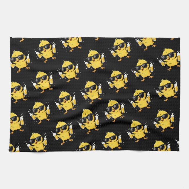 Beer Time Madafakas Funny Meme Duck Goose Retro Kitchen Towel (Horizontal)