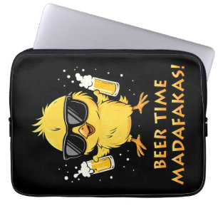 Beer Time Madafakas Funny Meme Duck Goose Retro Laptop Sleeve