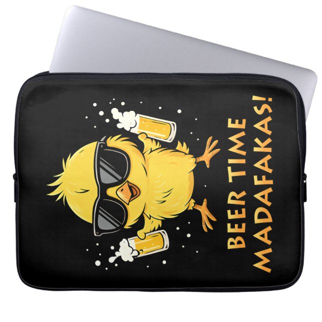 Beer Time Madafakas Funny Meme Duck Goose Retro Laptop Sleeve (Front)