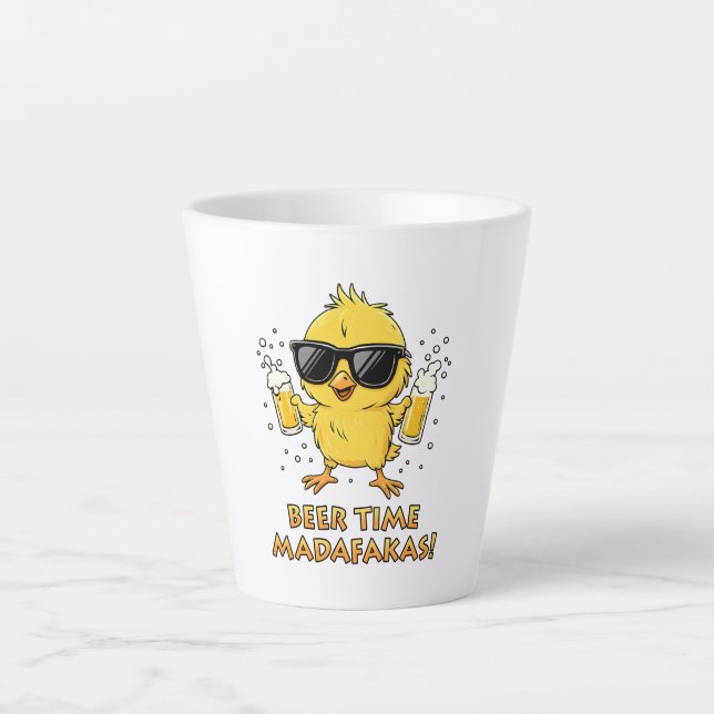 Beer Time Madafakas Funny Meme Duck Goose Retro Latte Mug (Front)