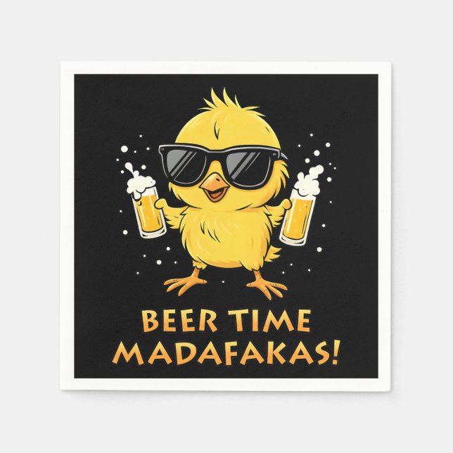 Beer Time Madafakas Funny Meme Duck Goose Retro Napkins (Front)