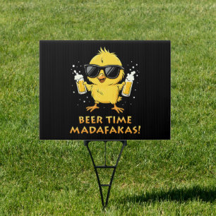 Beer Time Madafakas Funny Meme Duck Goose Retro Sign