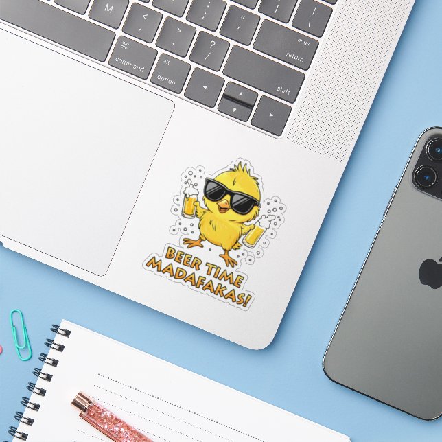 Beer Time Madafakas Funny Meme Duck Goose Retro Sticker (Laptop w/ iPhone)
