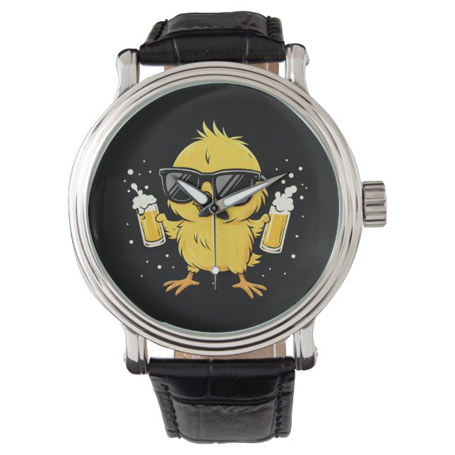 Beer Time Madafakas Funny Meme Duck Goose Retro Watch (Front)