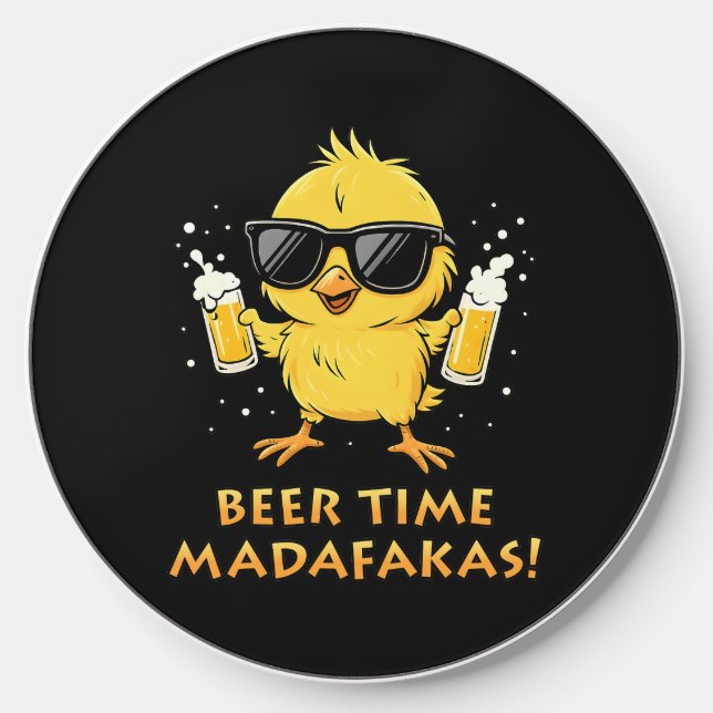 Beer Time Madafakas Funny Meme Duck Goose Retro Wireless Charger (Front)