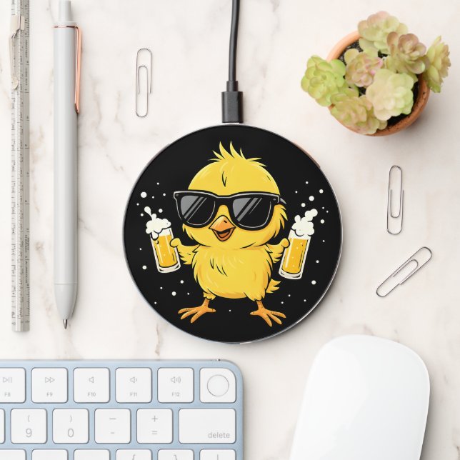 Beer Time Madafakas Funny Meme Duck Goose Retro Wireless Charger (Desk)