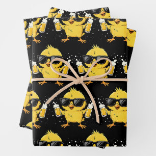 Beer Time Madafakas Funny Meme Duck Goose Retro Wrapping Paper Sheets