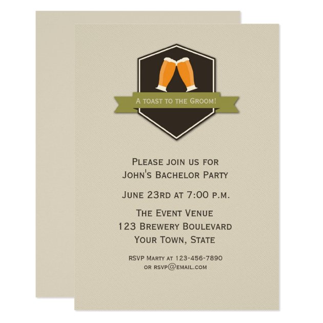 Beer Toast Bachelor Party Invitation