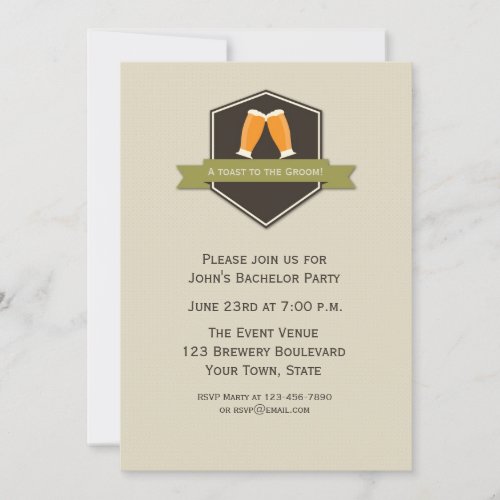 Beer Toast Bachelor Party Invitation