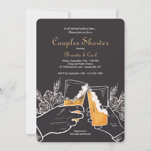 Beer Toast Couples Shower Invitation