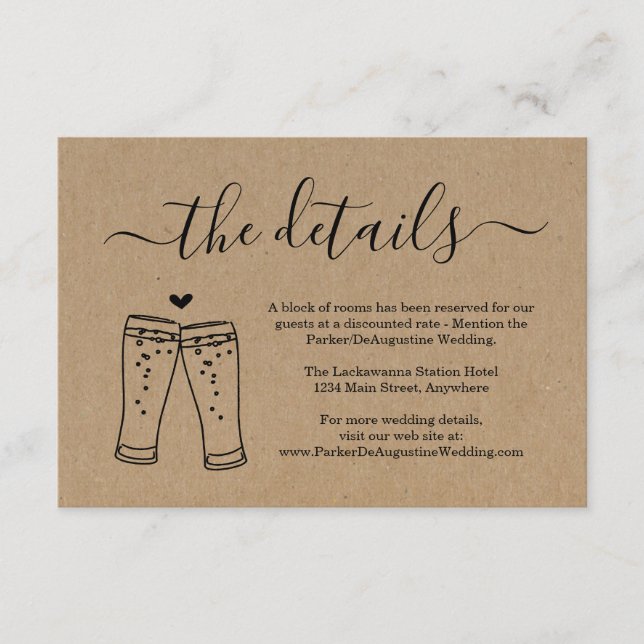 Beer Toast Information Details Enclosure Card (Front)