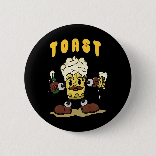 Beer Toast Mascot Button (Front)