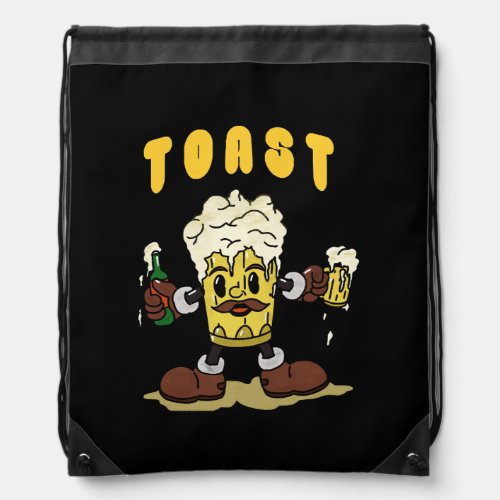 Beer Toast Mascot Drawstring Bag
