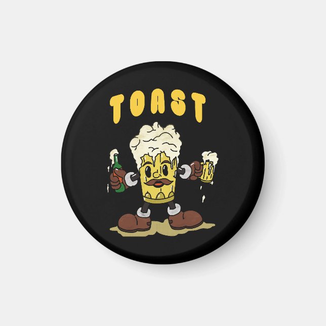 Beer Toast Mascot Magnet (Front)