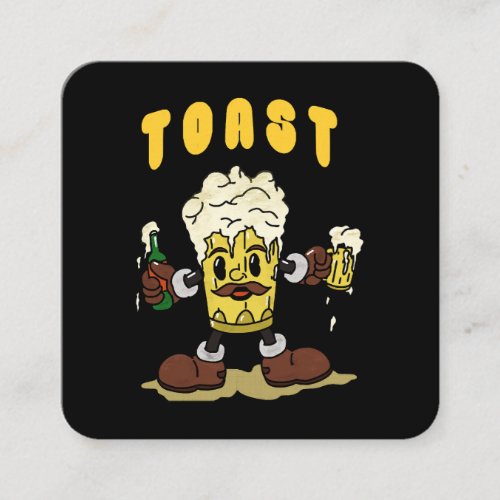 Beer Toast Mascot Square Business Card