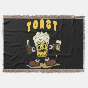 Beer Toast Mascot Throw Blanket