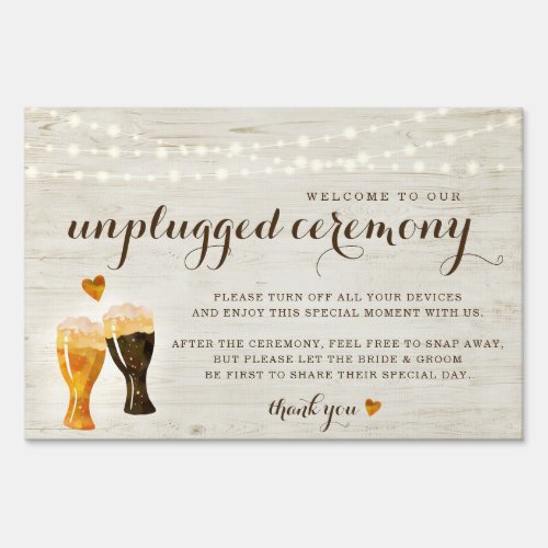 Beer Toast Unplugged Brewery Wedding Ceremony Sign