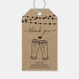 Beer Toast Wedding Thank You - Rustic Kraft Gift Tags