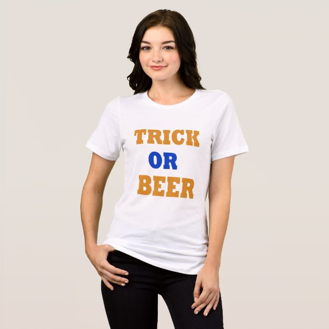 "Beer Trick or Treat" Funny Halloween Tee (Front Full)
