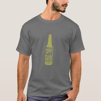 Beer tshirt/ gray with green bottle T-Shirt