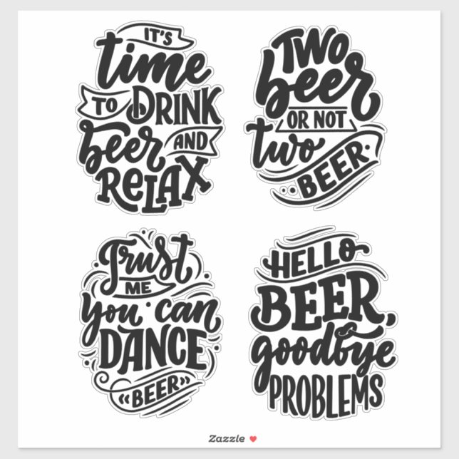 Beer Typography  Sticker (Sheet)