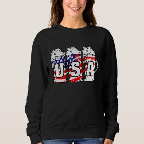 Beer Usa American Flag Patriotic  4th Of July Meri Sweatshirt