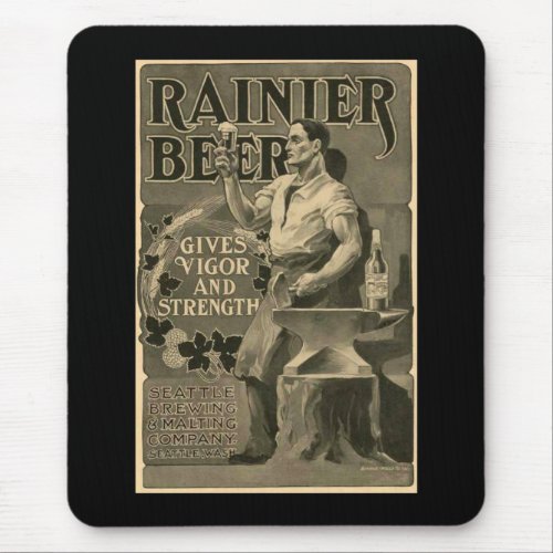 Beer Vintage Advertisement Blacksmith Anvil Mouse Pad