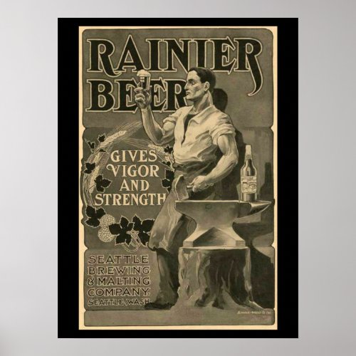 Beer Vintage Advertisement Blacksmith Anvil Poster
