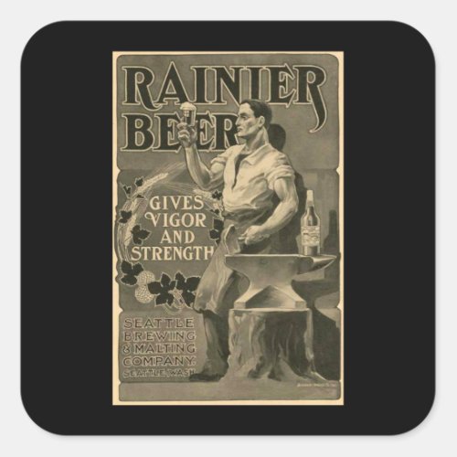 Beer Vintage Advertisement Blacksmith Anvil Square Sticker