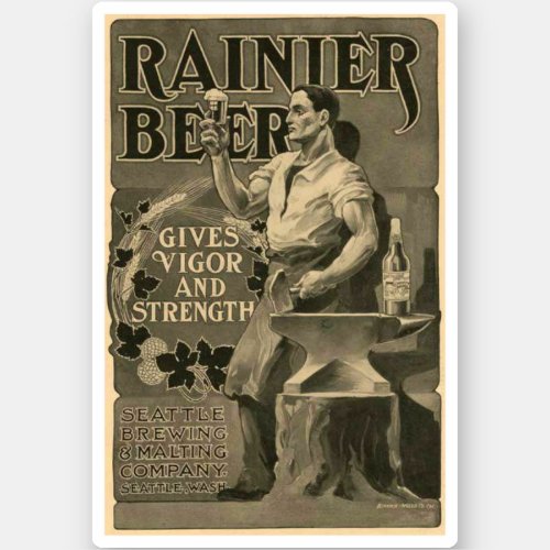 Beer Vintage Advertisement Blacksmith Anvil Sticker