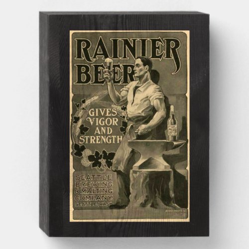 Beer Vintage Advertisement Blacksmith Anvil Wooden Box Sign