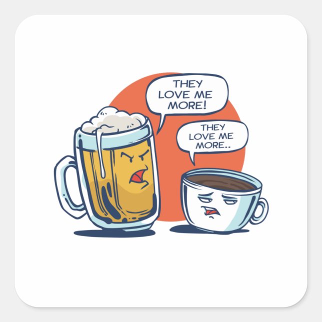 Beer Vs Coffee Square Sticker (Front)