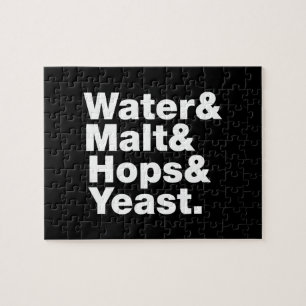 Beer = Water & Malt & Hops & Yeast. Jigsaw Puzzle