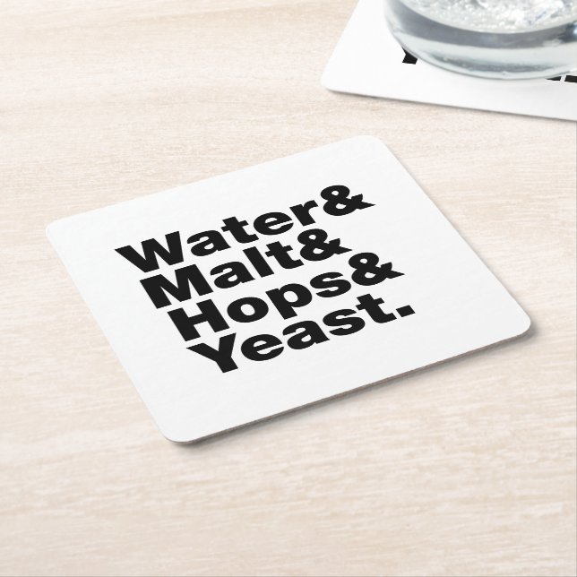Beer = Water & Malt & Hops & Yeast. Square Paper Coaster (Angled)